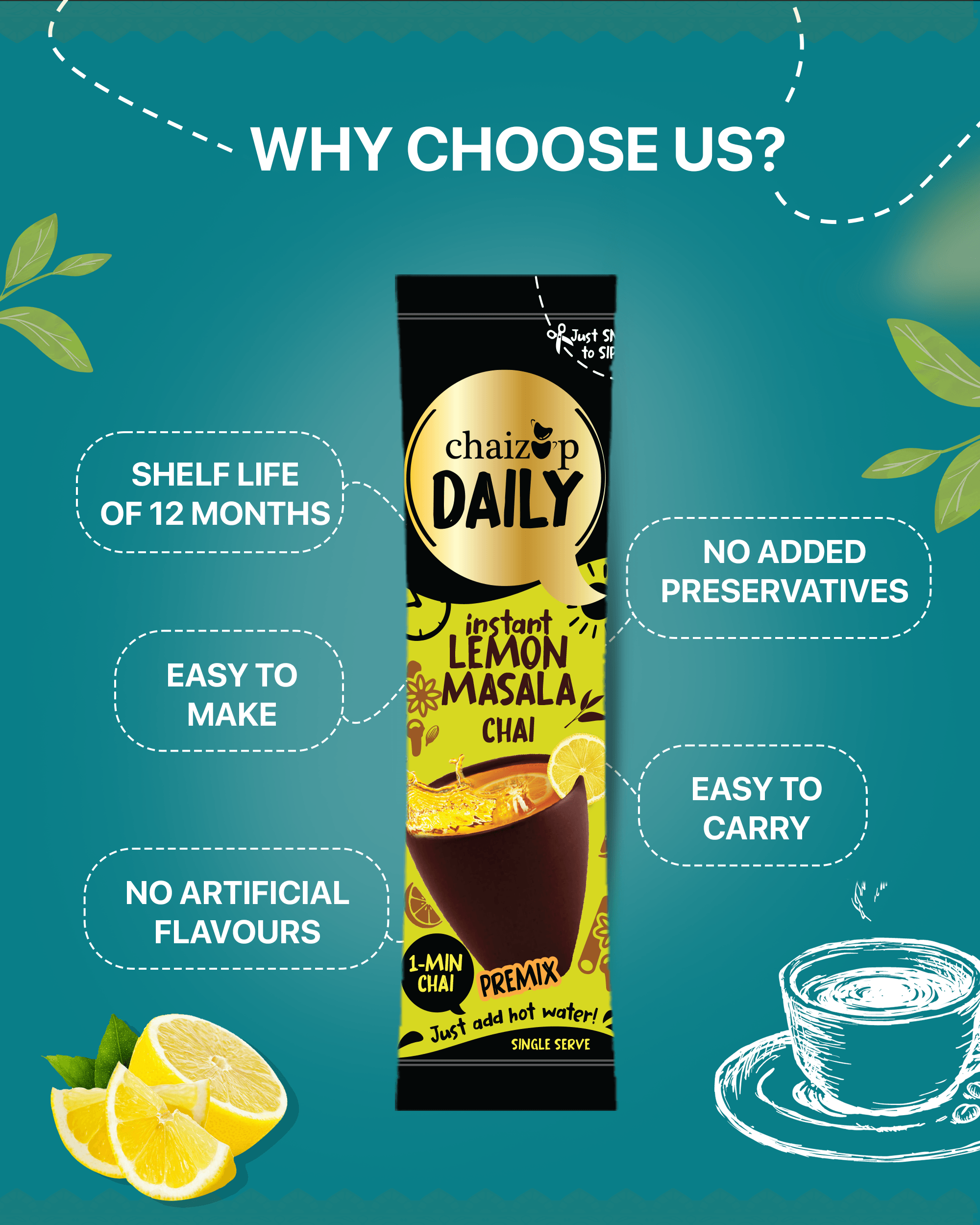 Premix Daily Lemon Masala (30 sachets) - Chaizup